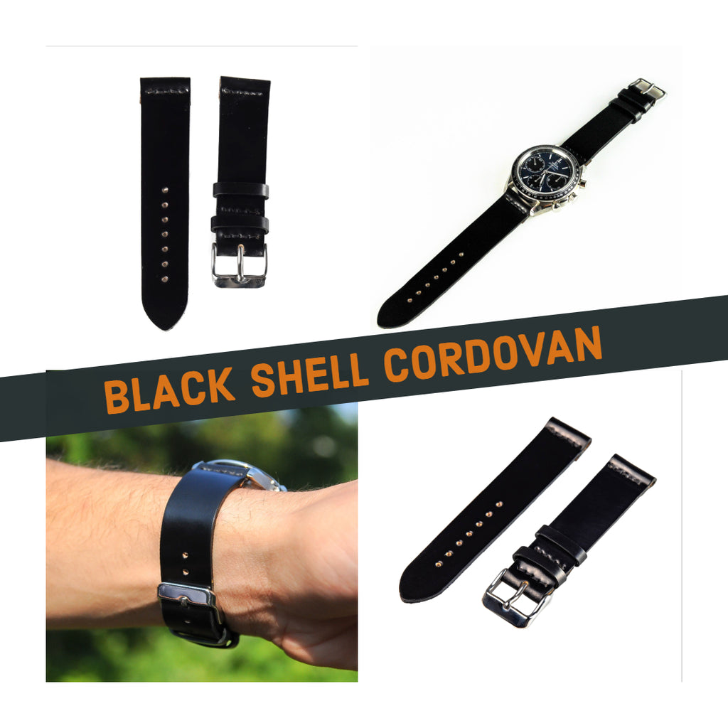 black shell cordovan watch strap