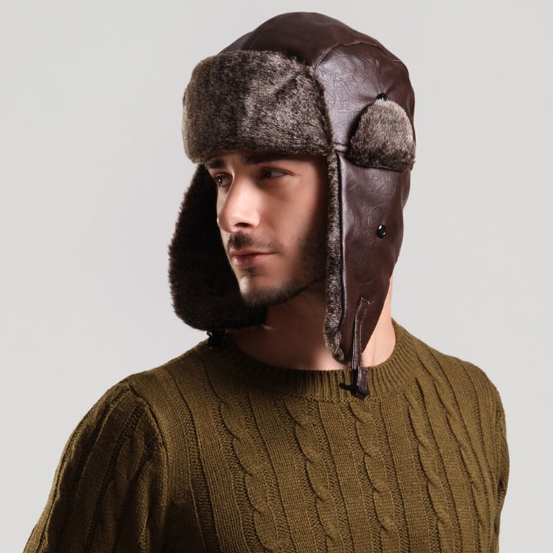 mens aviator hat fur