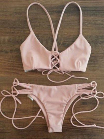 pink strappy bikini