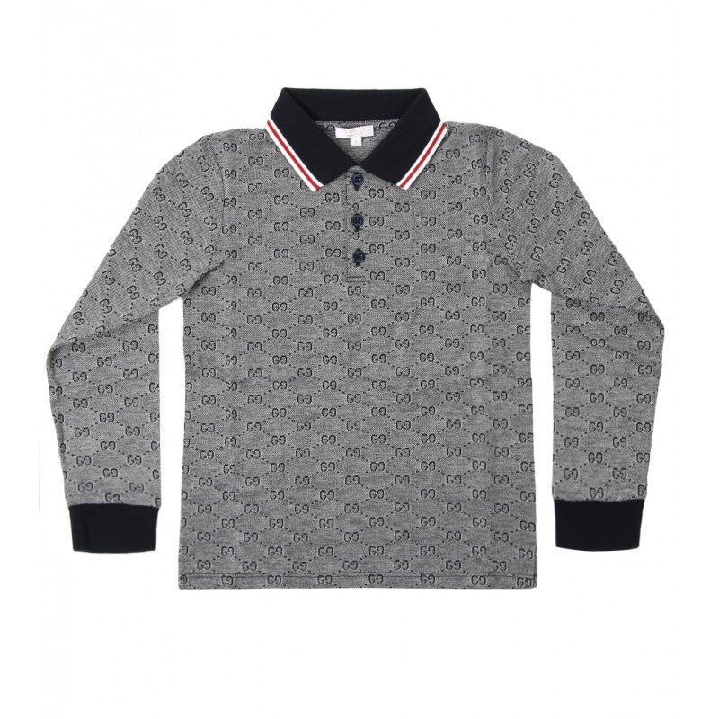 Gucci Navy cotton GG print long sleeve polo shirt – Profile Fashion