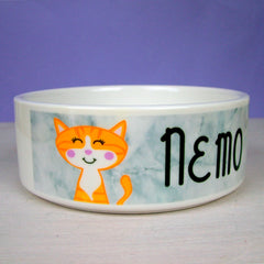 personalised marble cat bowl