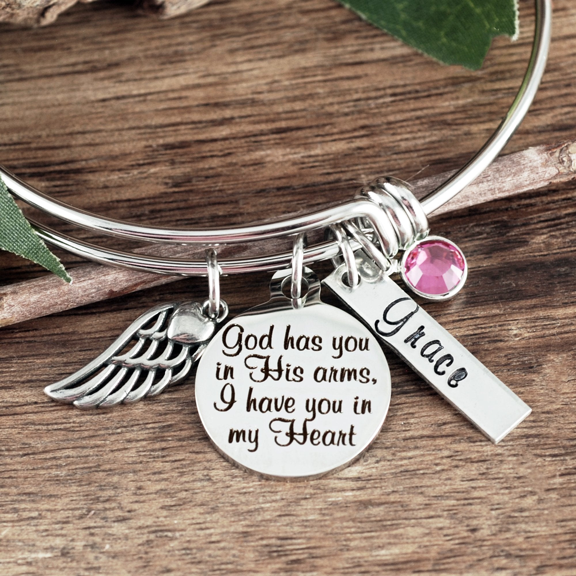 Bracelet I have you in my heart God has you in his arms Stainless Steel Cuff 