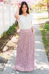 Ditzy Floral Textured Maxi Skirt Modest Dresses vendor-unknown