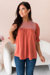 Drift Away Embroidered Modest Blouse Tops vendor-unknown 