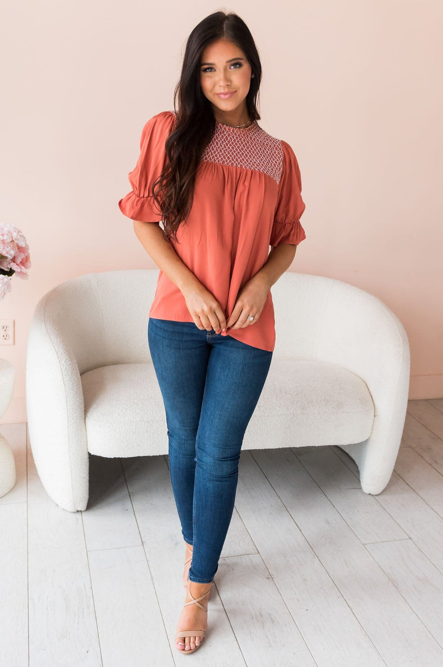 Drift Away Embroidered Modest Blouse