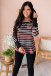 Complete Joy Modest Striped Top Tops vendor-unknown 