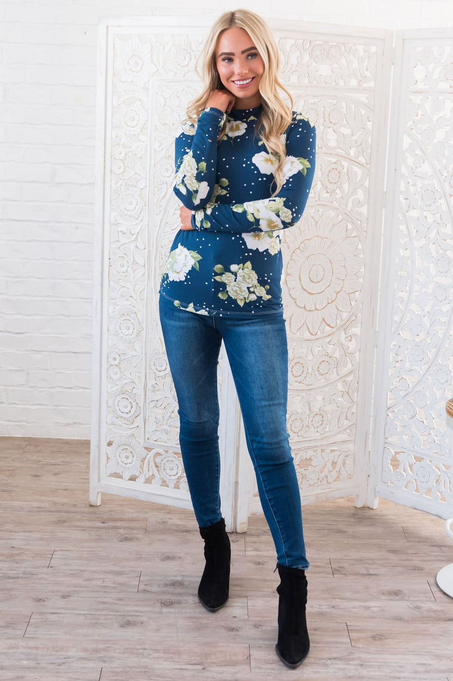 Sweet As Can Be Modest Floral Top