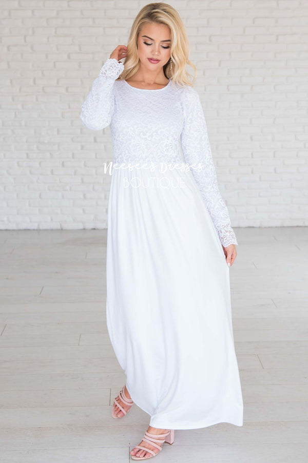 White Modest Maxi Dress | Best Online Modest Boutique for Dresses