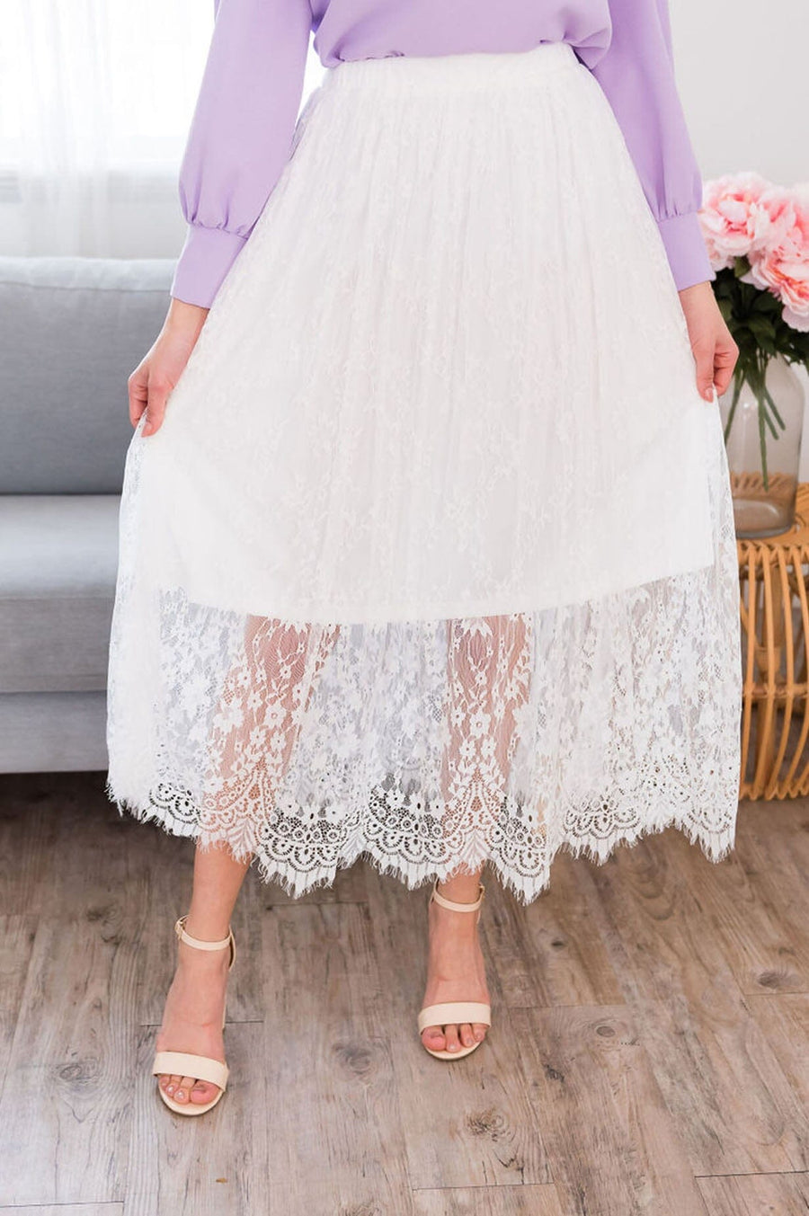 Delicate Lace Modest Maxi Skirt