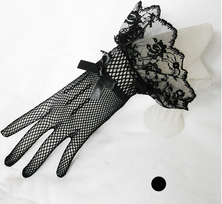 black short lace gloves