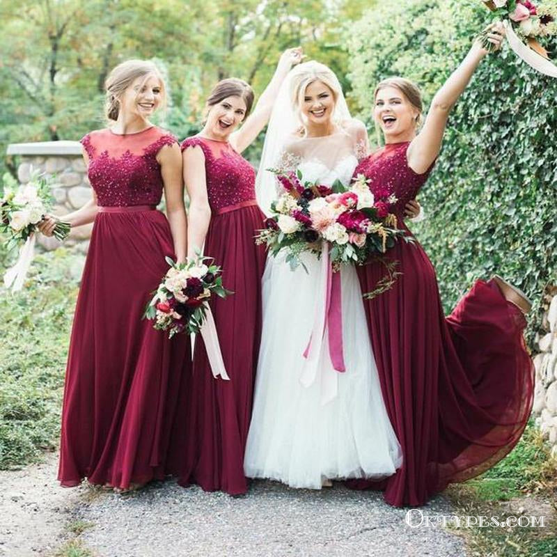 modest bridesmaid dresses burgundy