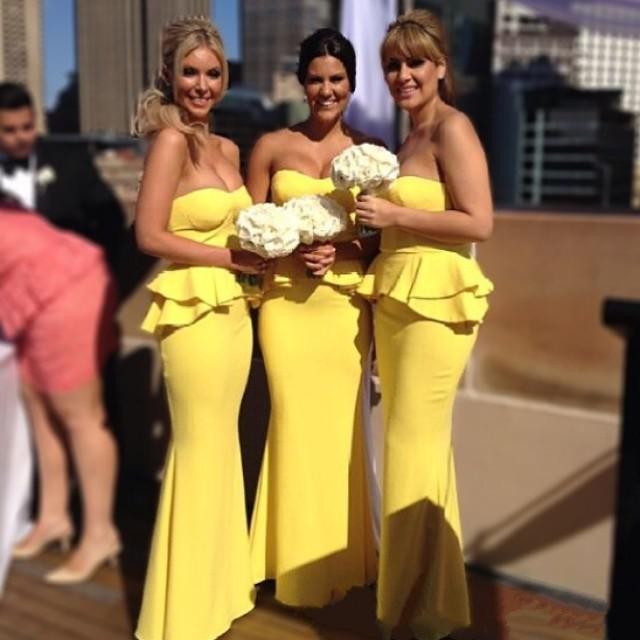 yellow satin bridesmaid dresses