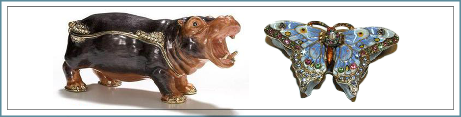 bejeweled trinket boxes animals plants bugs butterfly bees