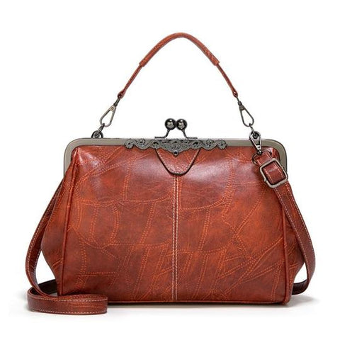 Vintage Kiss Lock Leather Sling Handbag (6 Available Colors)