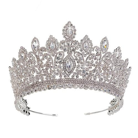 Halo Marquise Cut Zirconia Festooned Tiara (2 Available Colors)