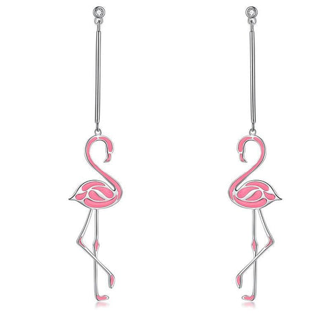 Dual Tone Dangling Flamingo Stud Earrings (2 Available Colors)