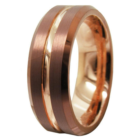 Rose Gold & Copper Tone Tungsten Carbide Ring