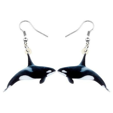 3D Orca Acrylic Fish Hook Earrings