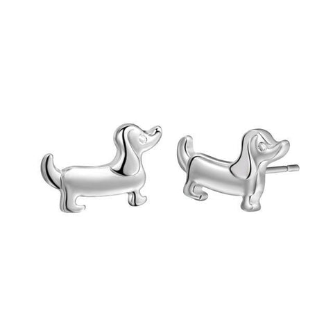 Sterling Silver Dachshund Stud Earrings