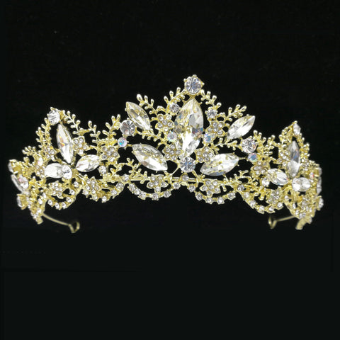 Greek Floral White Marquise Zirconia Plated Tiara (5 Available Colors)