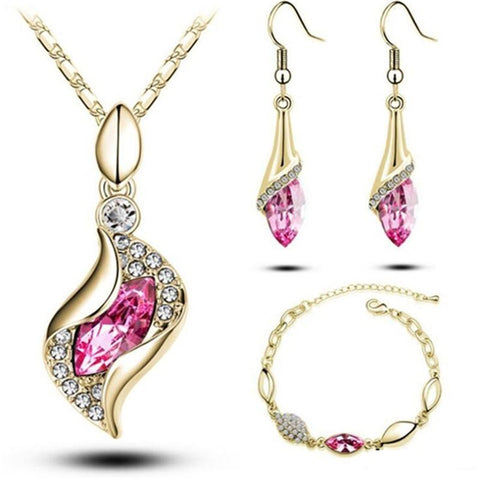 3PC Leaf Curl Cocoon Earring Bracelet & Necklace Set (11 Available Colors)