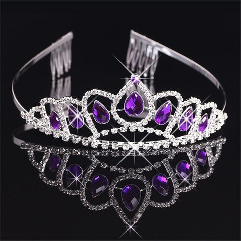 Coloured Pear Cut Zirconia with Comb End Prom Tiara (10 Available Styles)