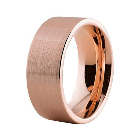 Pipe Cut Soft Brushed Rose Gold Tungsten Carbide Ring