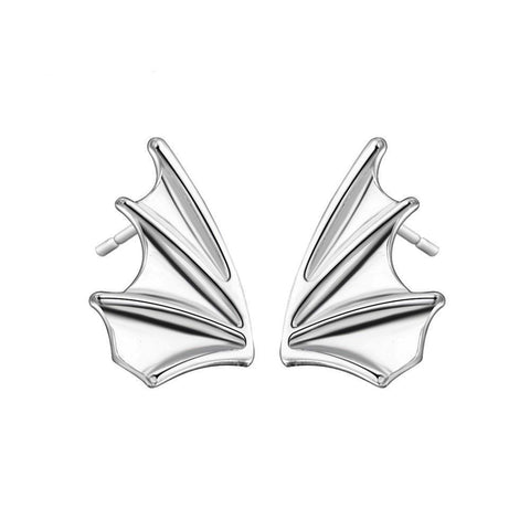 Sterling Silver Bat Wings Stud Earrings