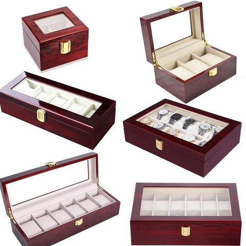 Multiple Slots Wood Display Watch Case (6 Available Size)