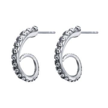 Stainless Steel Curled Tentacle Stud Earrings