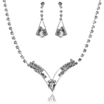 2PC Teardrop Zirconia Dangle Earrings & Necklace Set