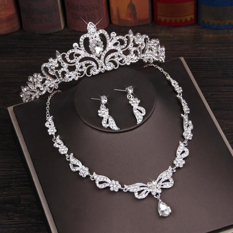 316L Heart Wing Zirconia Stainless Tiara Set (6 Available Style)