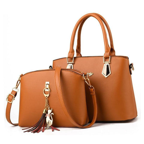 2PC Set Faux Leather Sling Handbag (6 Available Colors)