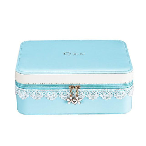 Charming Pated PU Leather Lace Zippered Jewelry box (2 Available Color)