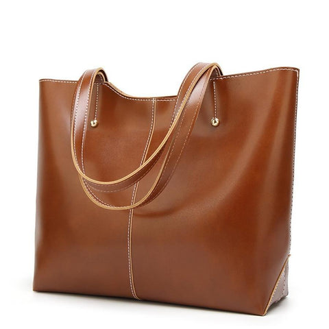 Classic Fine Stitched Large Pull Up Leather Bag (4 Available Colors)