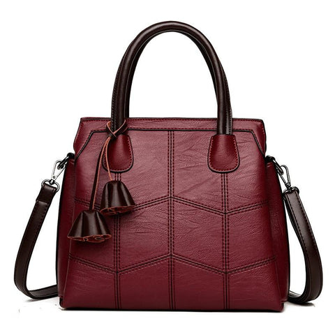 Stiff Stitched Pattern Fashion Leather Handbag (5 Available Colors)