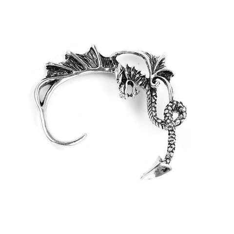 Silver-Plated Vicious Dragon Cuff Earring
