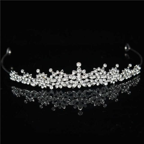 Rhinestone Paved Floral Princess Silver Wire Tiara (9 Available Styles)