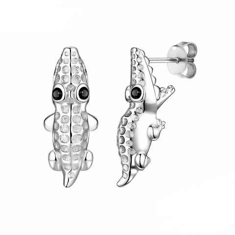 Sterling Silver Crocodile Bite Illusion Stud Earrings