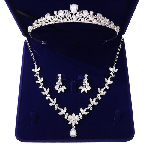Low Cut Princess Floral Bud Stainless Tiara Set (2 Available Color)