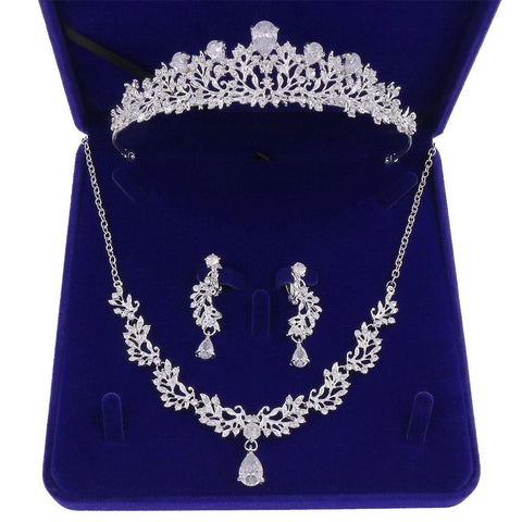 French Pear Cut Verdure Stainless Tiara Set