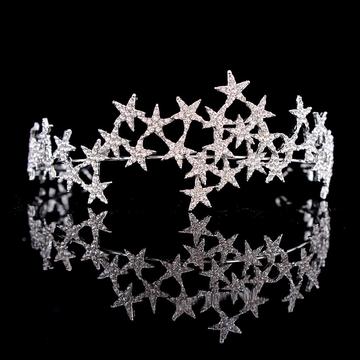 Star Constellation Rhinestone Paved Tiara (3 Available Colors)