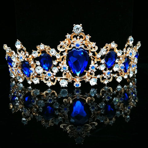 Coloured Crystals Festooned Baroque Plated Tiara (3 Available Colors)