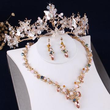 Butterfly Deity Gold Tone Stainless Wire Tiara Set