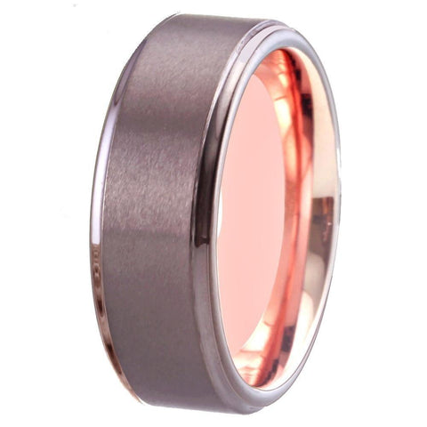 Brushed Lavender Rose Gold Tungsten Carbide Ring