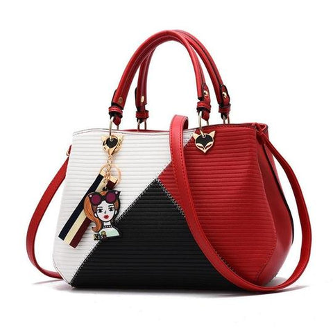Multicoloured Stitched Line Pattern PU Leather Bag (5 Available Colors)