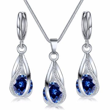 Cage Swirl Circular Cut Zirconia 2PC Jewelry Set(5 Available Colors)