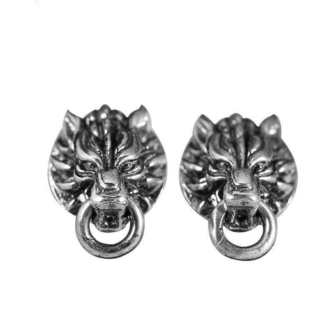 Sterling Silver Lion Knocker Stud Earrings