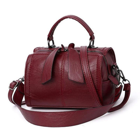 Small Barrel Bonded Leather Handbag (5 Available Colors)