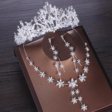 Arctic Marquise Zirconia Silver Tone Stainless Tiara Set